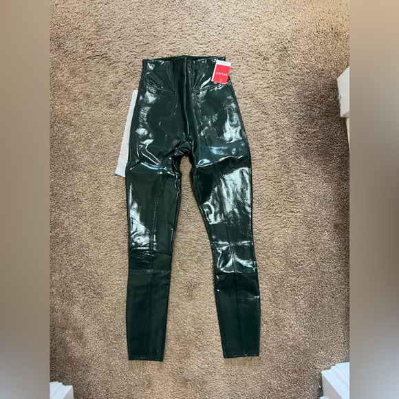 Spanx Faux Leather Leggings in Deep Green - Picture 4 of 7